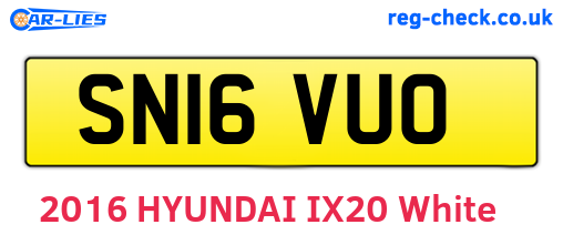 SN16VUO are the vehicle registration plates.