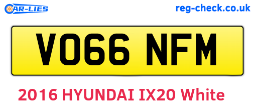 VO66NFM are the vehicle registration plates.