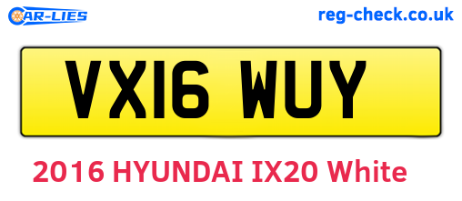 VX16WUY are the vehicle registration plates.