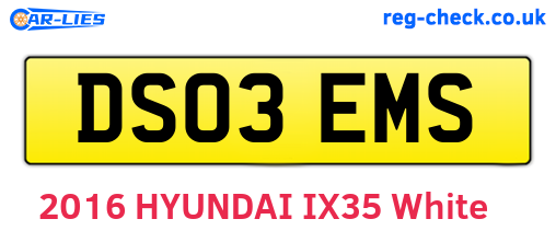 DS03EMS are the vehicle registration plates.