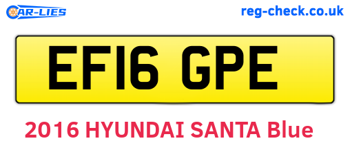 EF16GPE are the vehicle registration plates.