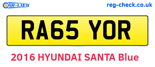 RA65YOR are the vehicle registration plates.