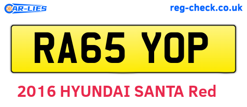 RA65YOP are the vehicle registration plates.