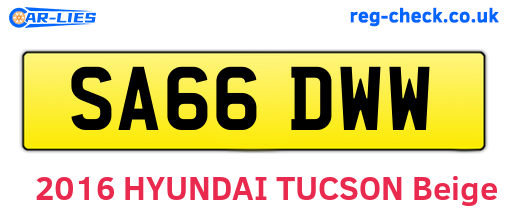 SA66DWW are the vehicle registration plates.