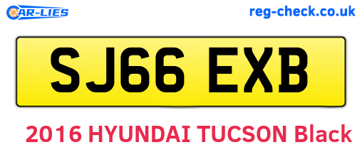 SJ66EXB are the vehicle registration plates.