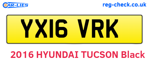 YX16VRK are the vehicle registration plates.