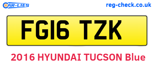 FG16TZK are the vehicle registration plates.