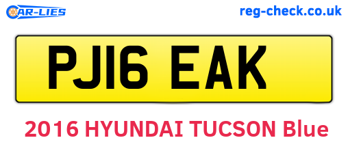 PJ16EAK are the vehicle registration plates.