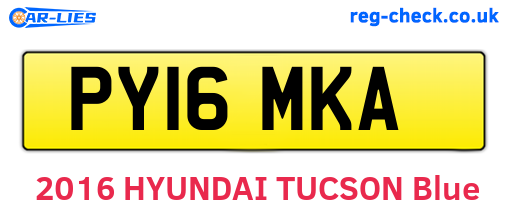 PY16MKA are the vehicle registration plates.