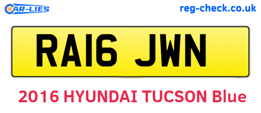 RA16JWN are the vehicle registration plates.