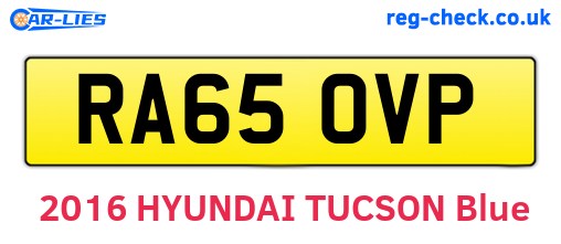 RA65OVP are the vehicle registration plates.