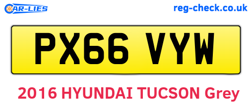 PX66VYW are the vehicle registration plates.