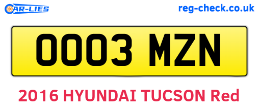 OO03MZN are the vehicle registration plates.