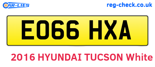 EO66HXA are the vehicle registration plates.