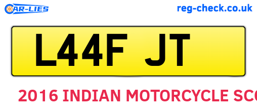 L44FJT are the vehicle registration plates.
