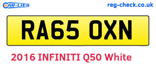 RA65OXN are the vehicle registration plates.