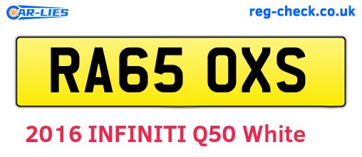 RA65OXS are the vehicle registration plates.