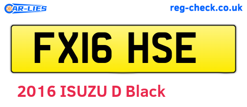 FX16HSE are the vehicle registration plates.
