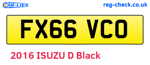 FX66VCO are the vehicle registration plates.