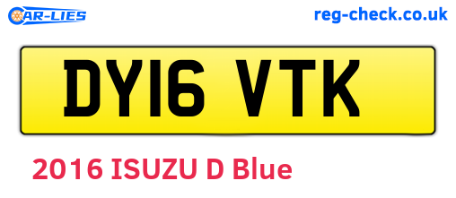 DY16VTK are the vehicle registration plates.