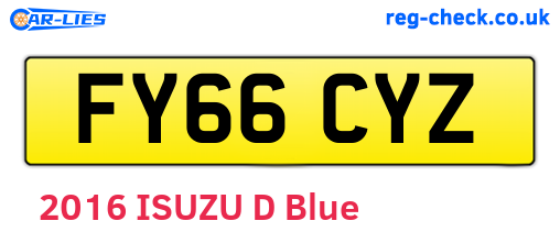 FY66CYZ are the vehicle registration plates.