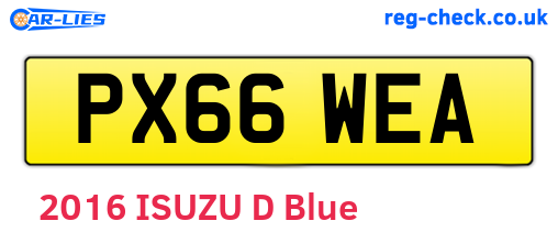 PX66WEA are the vehicle registration plates.