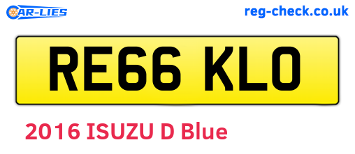 RE66KLO are the vehicle registration plates.