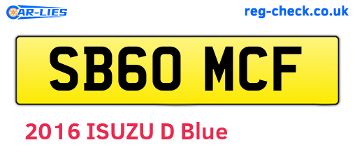 SB60MCF are the vehicle registration plates.