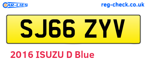 SJ66ZYV are the vehicle registration plates.