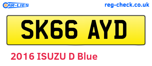 SK66AYD are the vehicle registration plates.