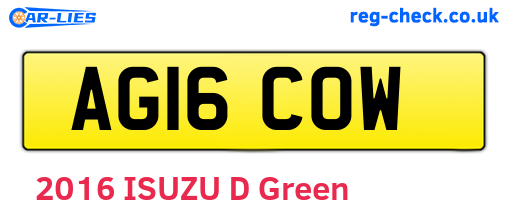 AG16COW are the vehicle registration plates.