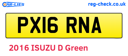 PX16RNA are the vehicle registration plates.