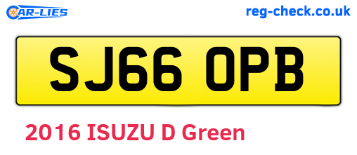 SJ66OPB are the vehicle registration plates.