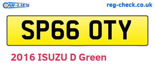 SP66OTY are the vehicle registration plates.