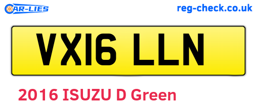 VX16LLN are the vehicle registration plates.