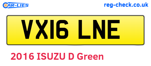 VX16LNE are the vehicle registration plates.
