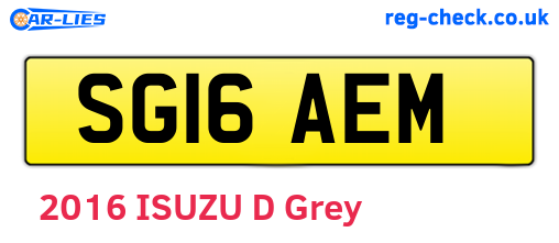SG16AEM are the vehicle registration plates.