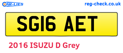 SG16AET are the vehicle registration plates.