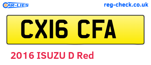 CX16CFA are the vehicle registration plates.