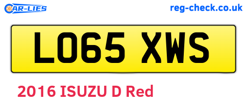 LO65XWS are the vehicle registration plates.