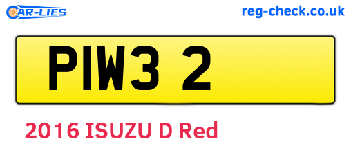 PIW32 are the vehicle registration plates.