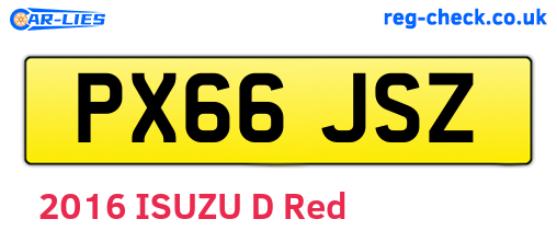 PX66JSZ are the vehicle registration plates.