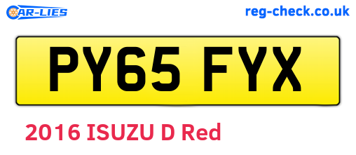 PY65FYX are the vehicle registration plates.