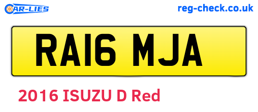 RA16MJA are the vehicle registration plates.
