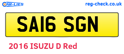 SA16SGN are the vehicle registration plates.