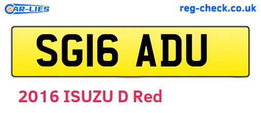 SG16ADU are the vehicle registration plates.