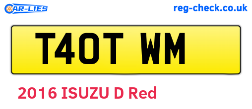 T40TWM are the vehicle registration plates.