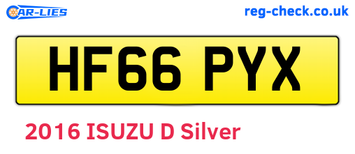 HF66PYX are the vehicle registration plates.
