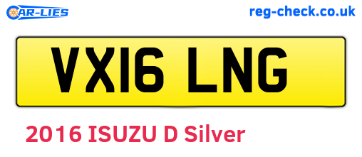 VX16LNG are the vehicle registration plates.