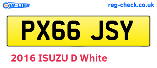 PX66JSY are the vehicle registration plates.